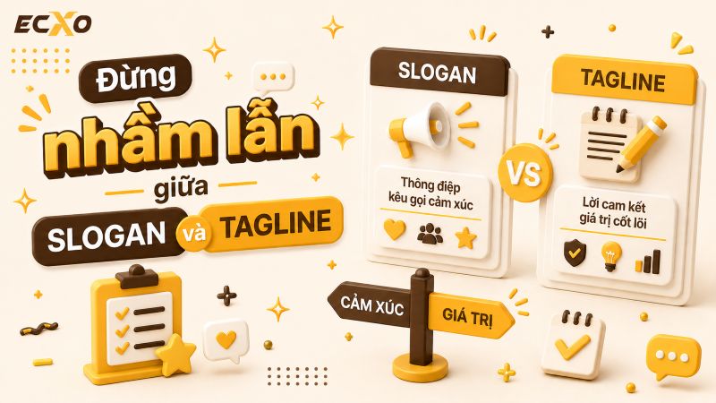 So sánh slogan là gì - tagline là gì và chức năng của chúng - ECXO