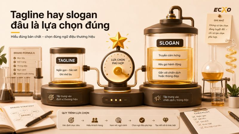 Sự Khác Biệt Và Cách Lựa Chọn Đúng Đắn Giữa Tagline & Slogan - ECXO